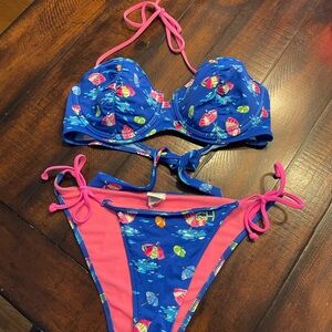 Gilly Hicks Blue and Pink Swimwear